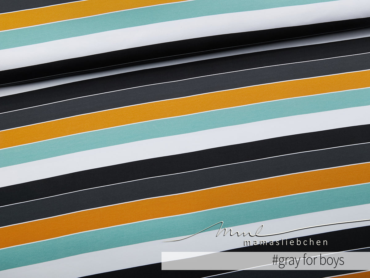 Jersey-Stoff "Widestripes #gray for boys" (0,25 m)