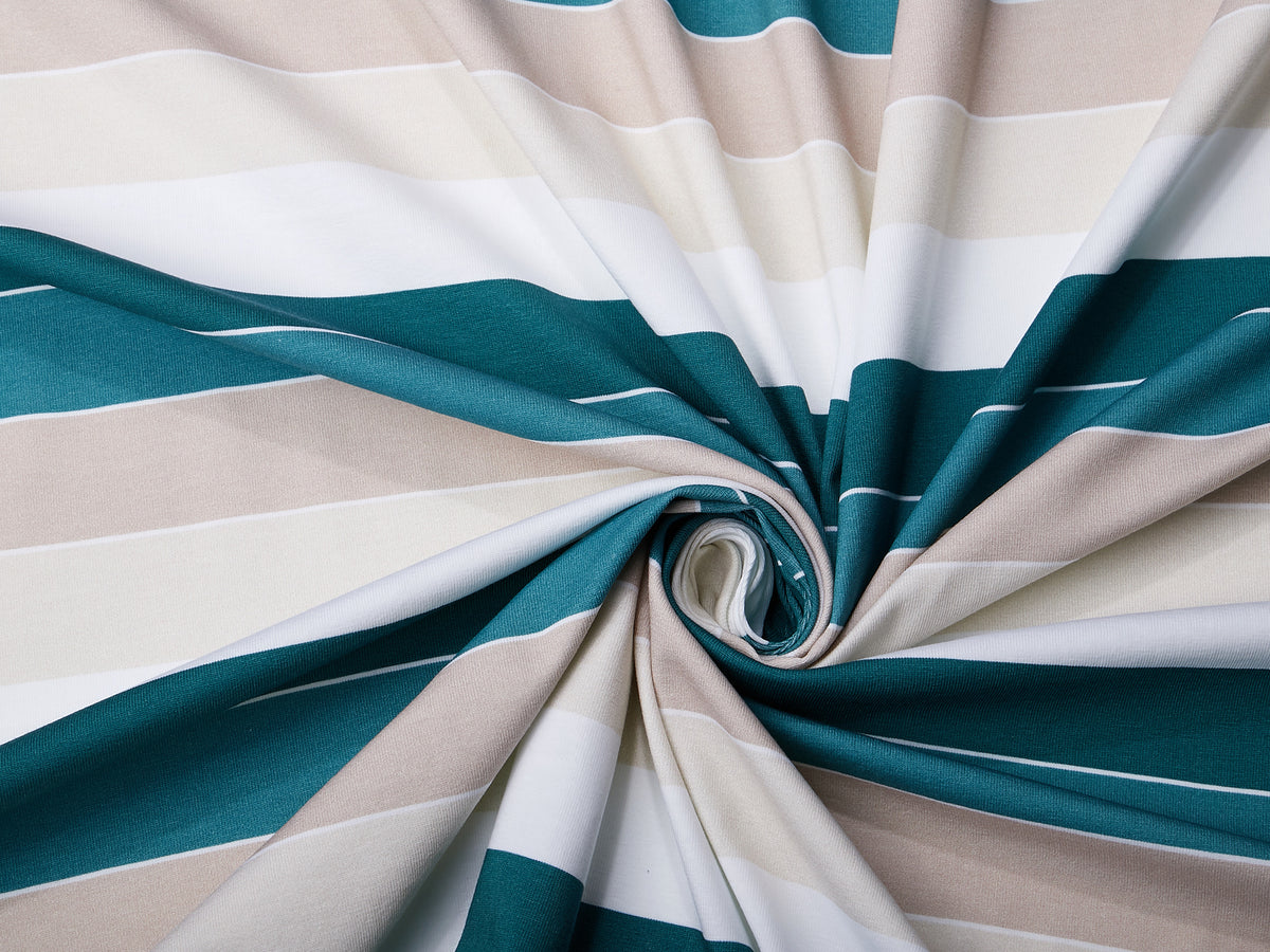 Jersey-Stoff "Widestripes #teal sand" (0,25 m)