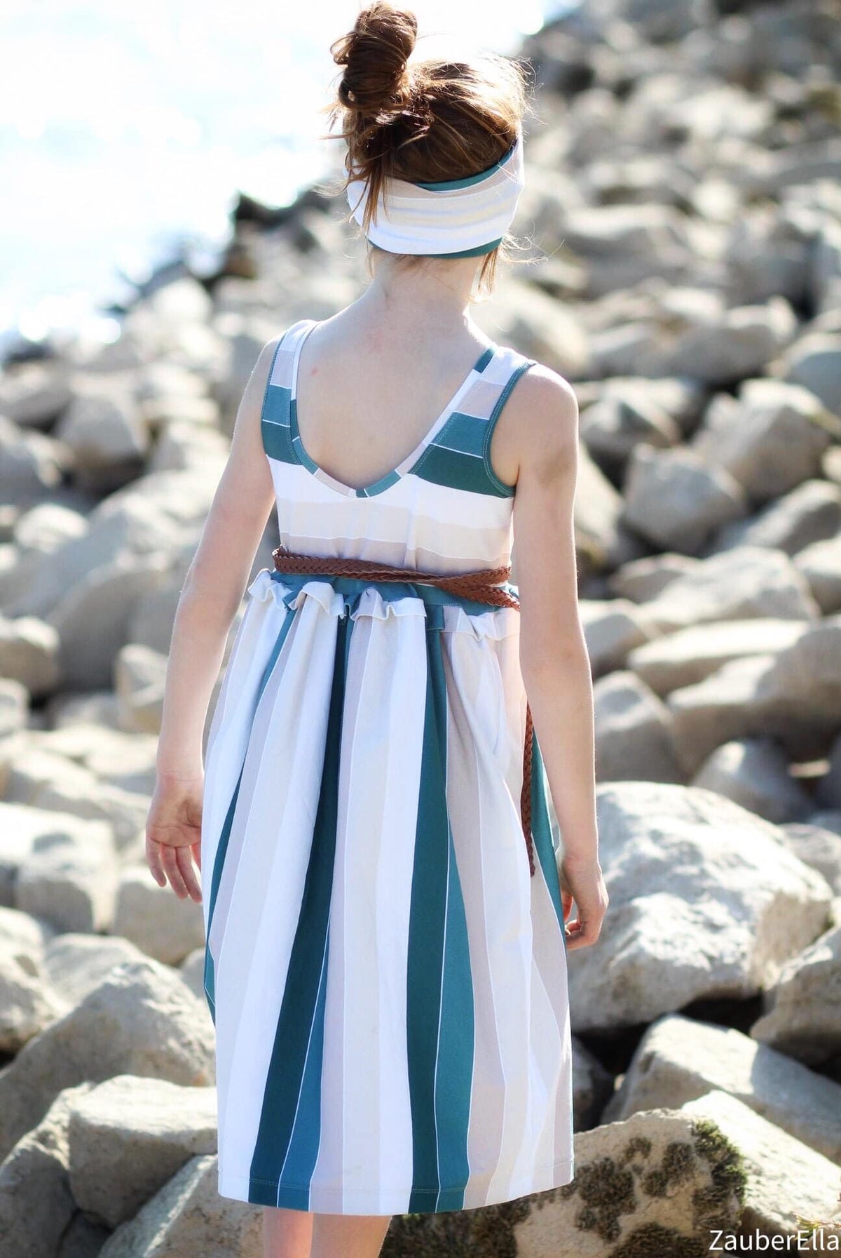 Jersey-Stoff "Widestripes #teal sand" (0,25 m)