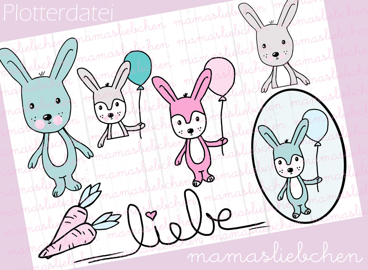 Plotterdatei Plotter-Datei Hase "Pippa & Piet" von mamasliebchen (digital)