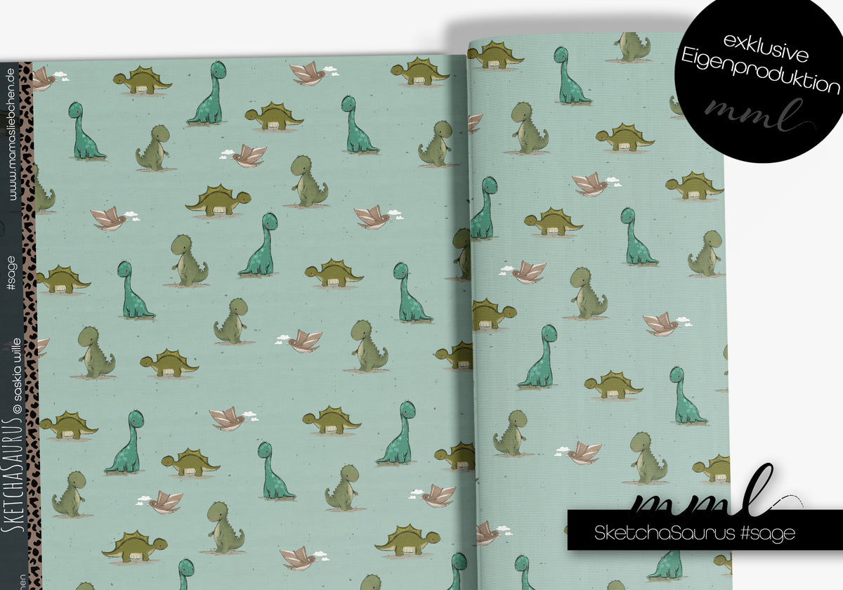 SoftTouch Jersey-Stoff "SketchaSaurus #sage" (0,25 m)