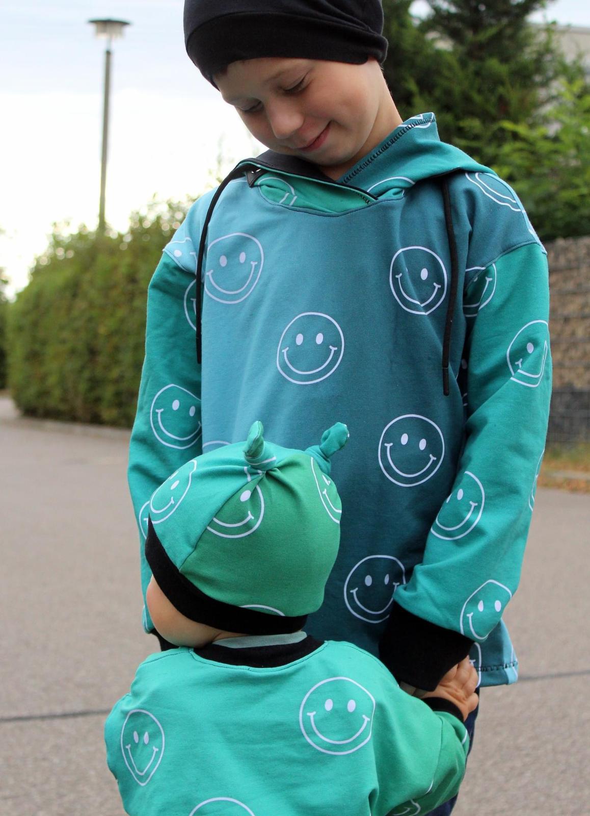 SoftTouch Sommer-Sweat Stoff "Be happy #atlantic" (0,25m)