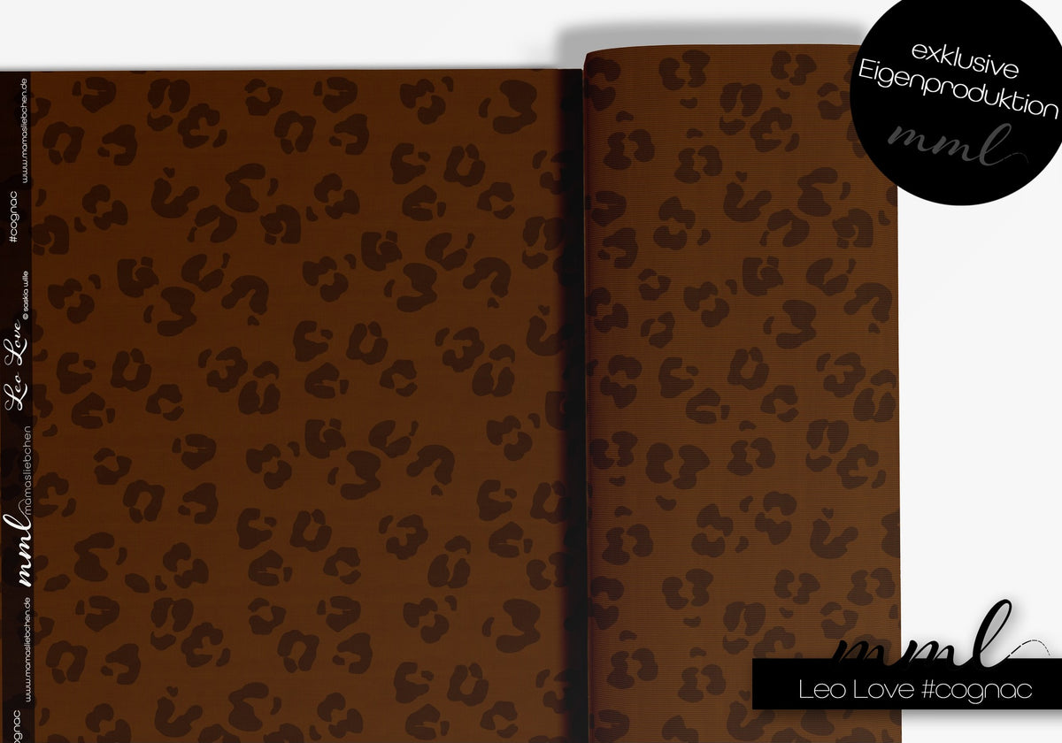 SoftTouch Sommer-Sweat Stoff "leolove #cognac" (0,25m)