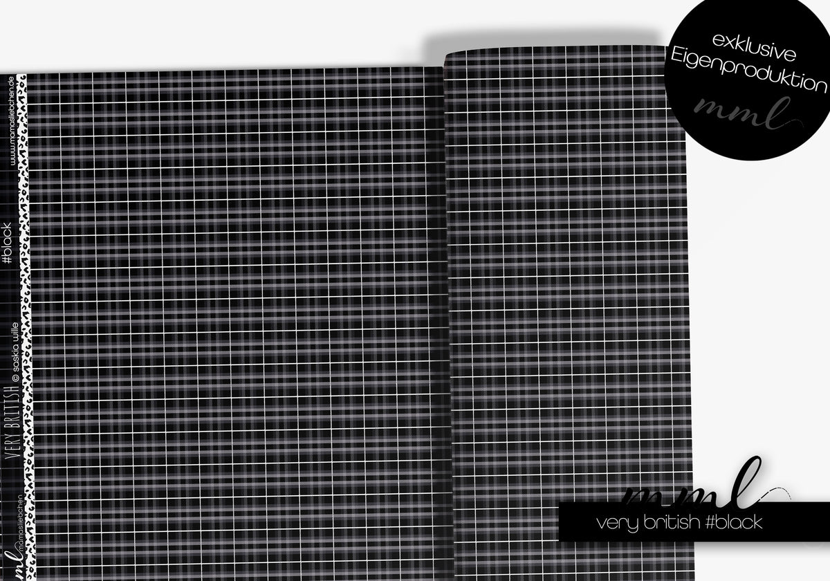 SoftTouch Sommer-Sweat Stoff "very british #black (0,25m)