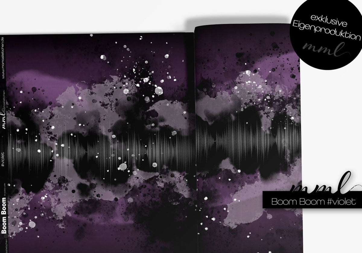 Vorbestellung! SoftTouch Sweat-Stoff "boom boom #violet" (1 Panel ca. 1m)