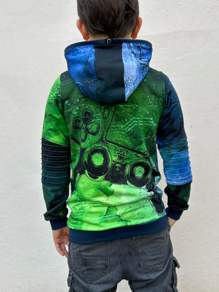 SoftTouch Sweat-Stoff "play #blue neon" (1 Panel ca. 1m)