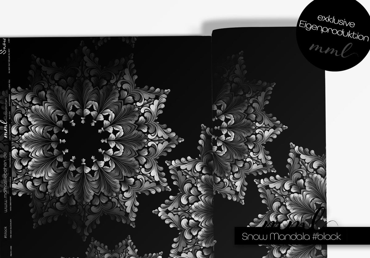 SoftTouch Sweat-Stoff "snow mandala #black" (0,25 m)
