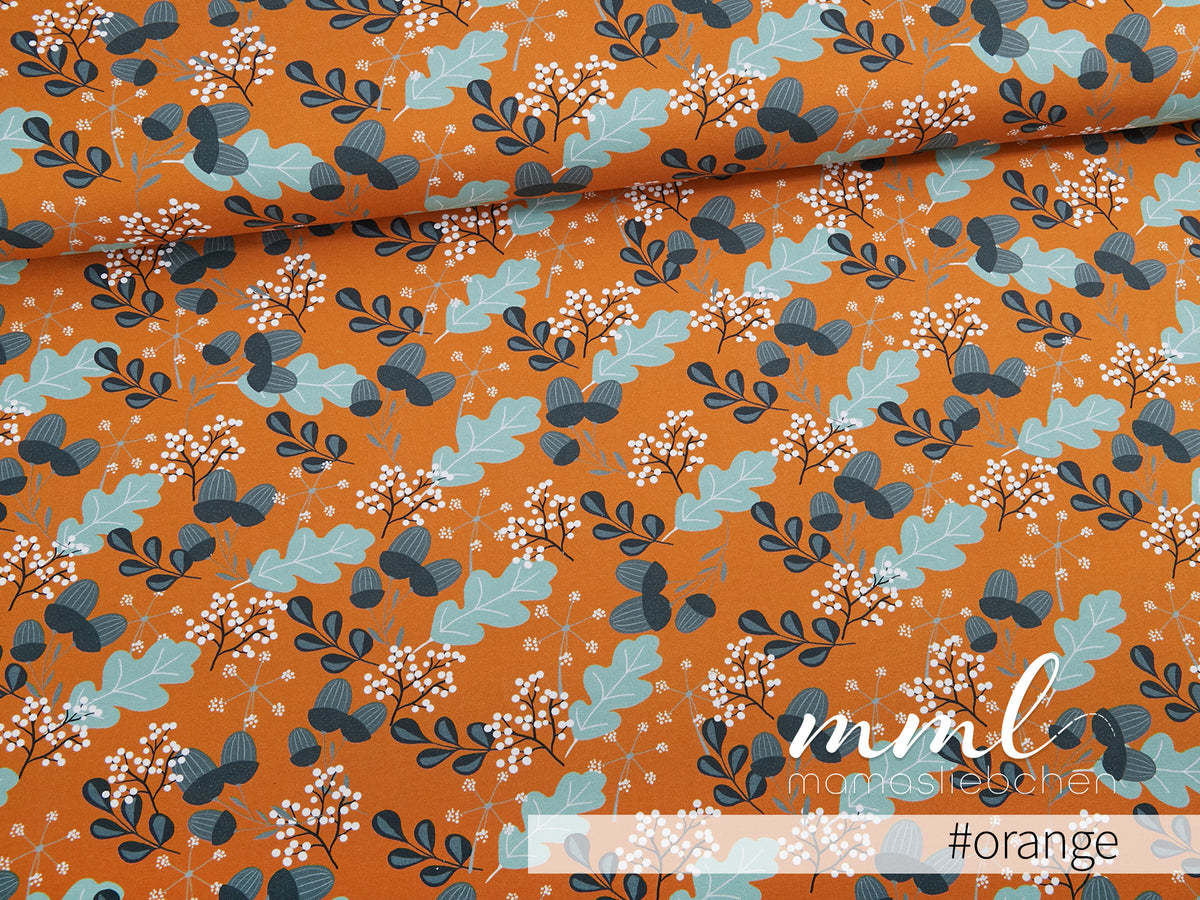 Sommer-Sweat-Stoff "Fall`n Love #orange" (0,25m)