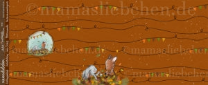 Sommer-Sweat-Stoff "Herbst-Sweethearts #rust" (1 Panel, ca. 0,70m) (2te Wahl)