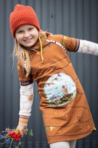 Sommer-Sweat-Stoff "Herbst-Sweethearts #rust" (1 Panel, ca. 0,70m) (2te Wahl)