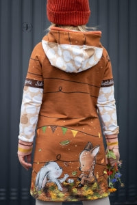 Sommer-Sweat-Stoff "Herbst-Sweethearts #rust" (1 Panel, ca. 0,70m) (2te Wahl)