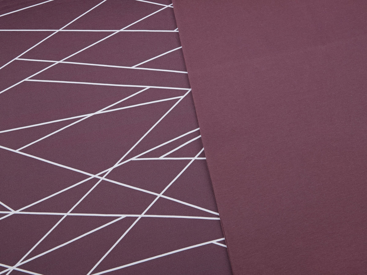 Sommer-Sweat-Stoff "Kombi- shapelines #aubergine" (0,25m)