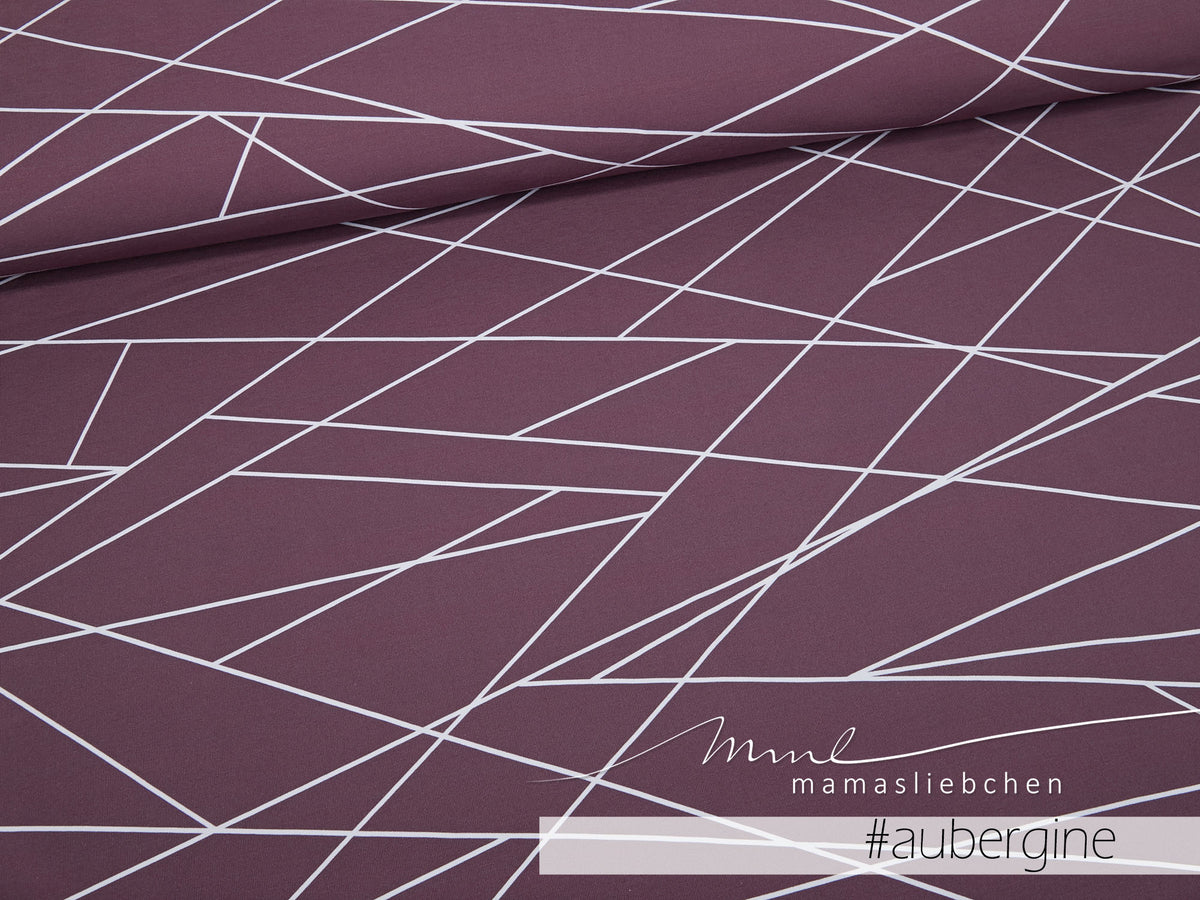 Sommer-Sweat-Stoff "Kombi- shapelines #aubergine" (0,25m)