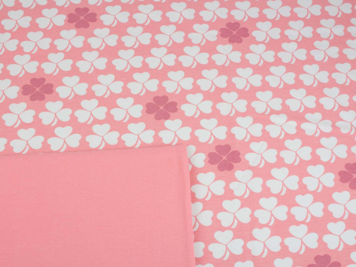 Sommer- Sweat-Stoff little lucky clover #dusty-rose" (0,25 Meter)