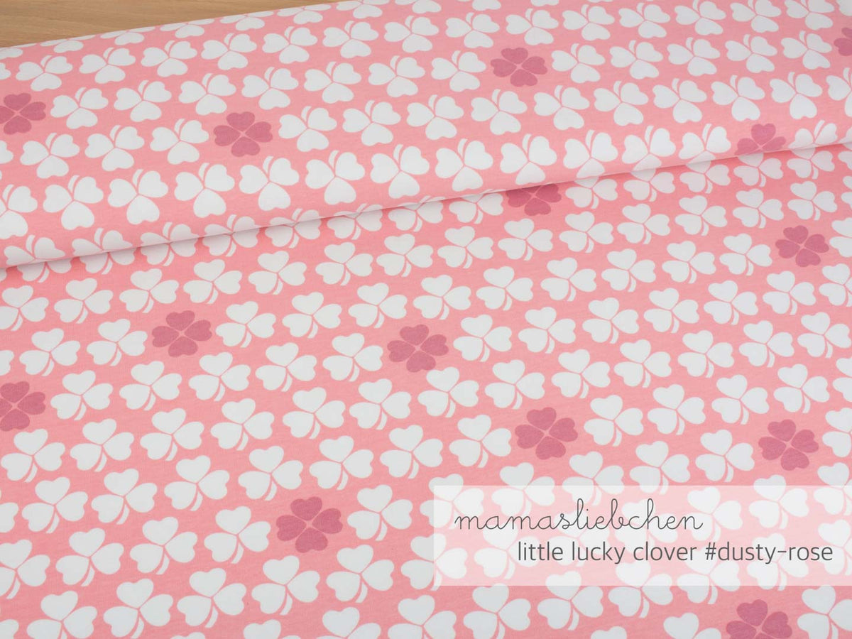 Sommer- Sweat-Stoff little lucky clover #dusty-rose" (0,25 Meter)