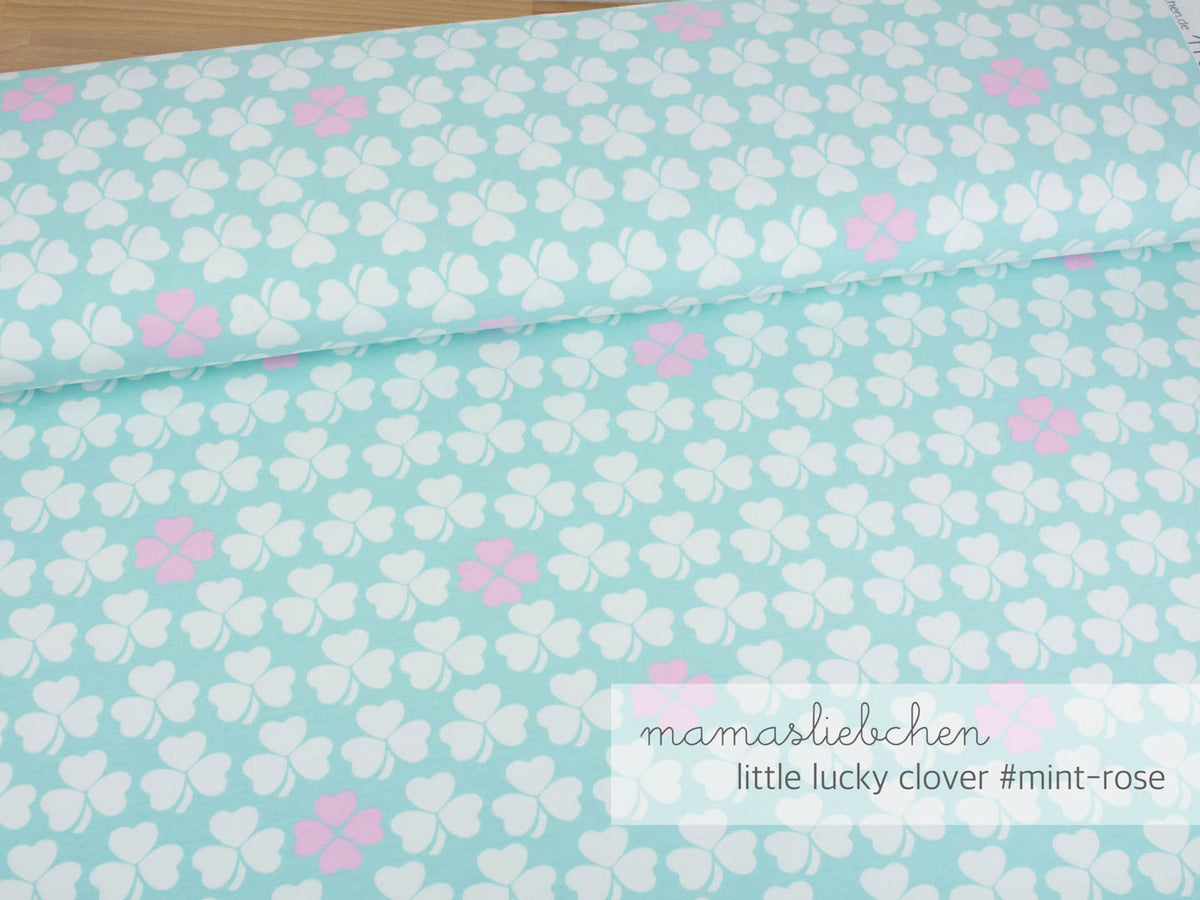 Sommer- Sweat-Stoff little lucky clover #mint-rose" (0,25 Meter)