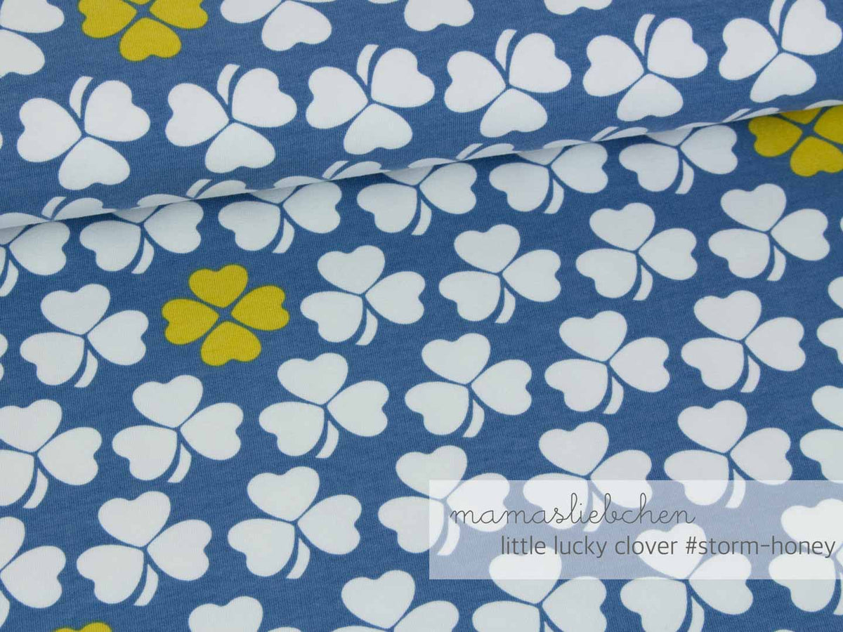 Sommer- Sweat-Stoff little lucky clover #storm-honey" (0,25 Meter)