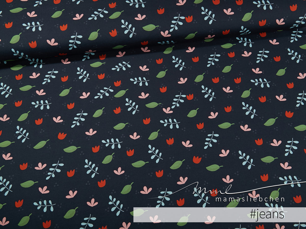 Sommer-Sweat-Stoff "ma petite fleur #jeans" (0,25m)