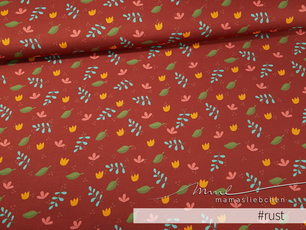 Sommer-Sweat-Stoff "ma petite fleur #rust" (0,25m)