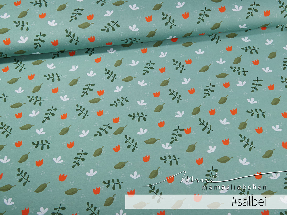 Sommer-Sweat-Stoff "ma petite fleur #salbei" (0,25m)
