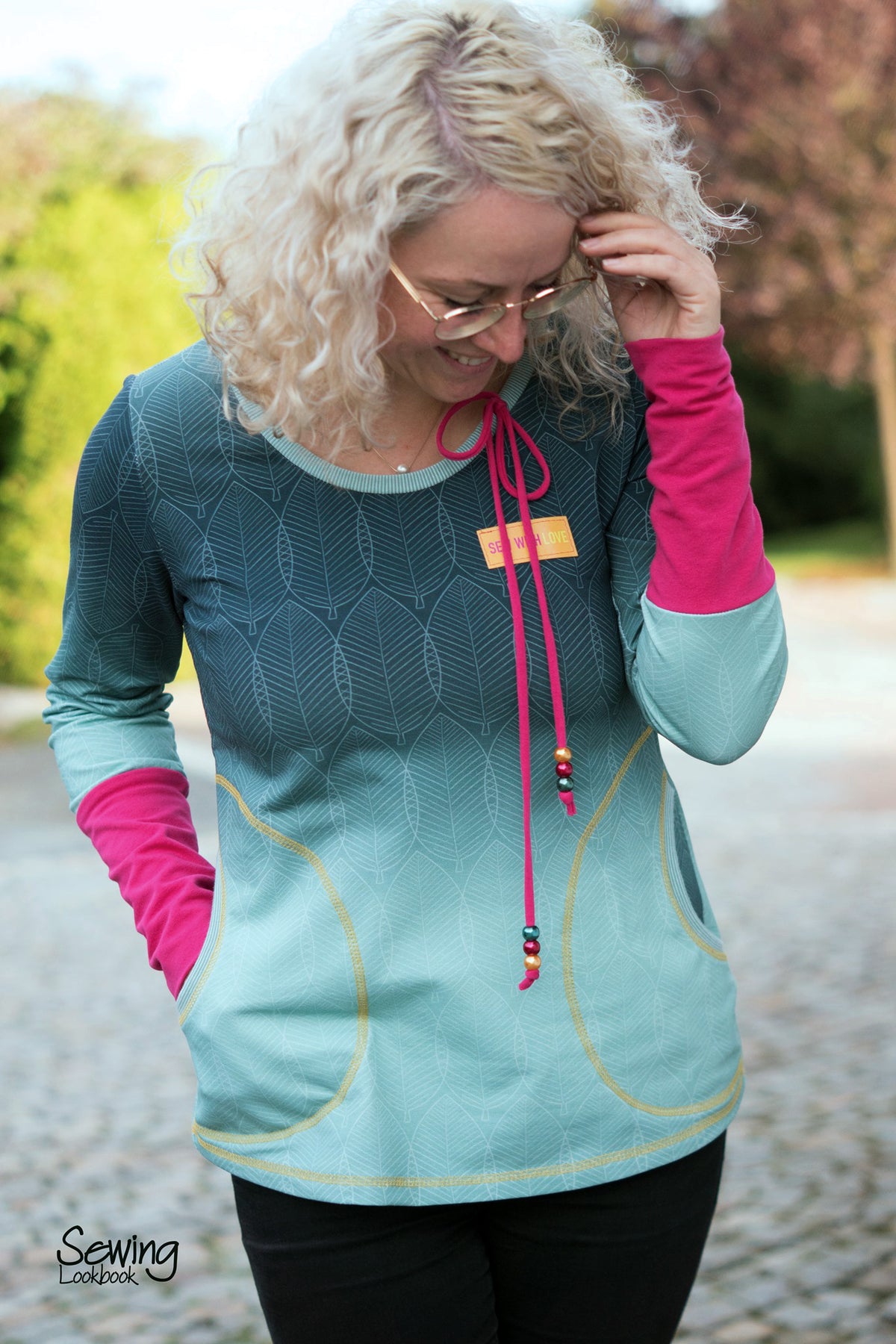 Sommer-Sweat-Stoff "Mellow flow #teal shell" (0,25m)