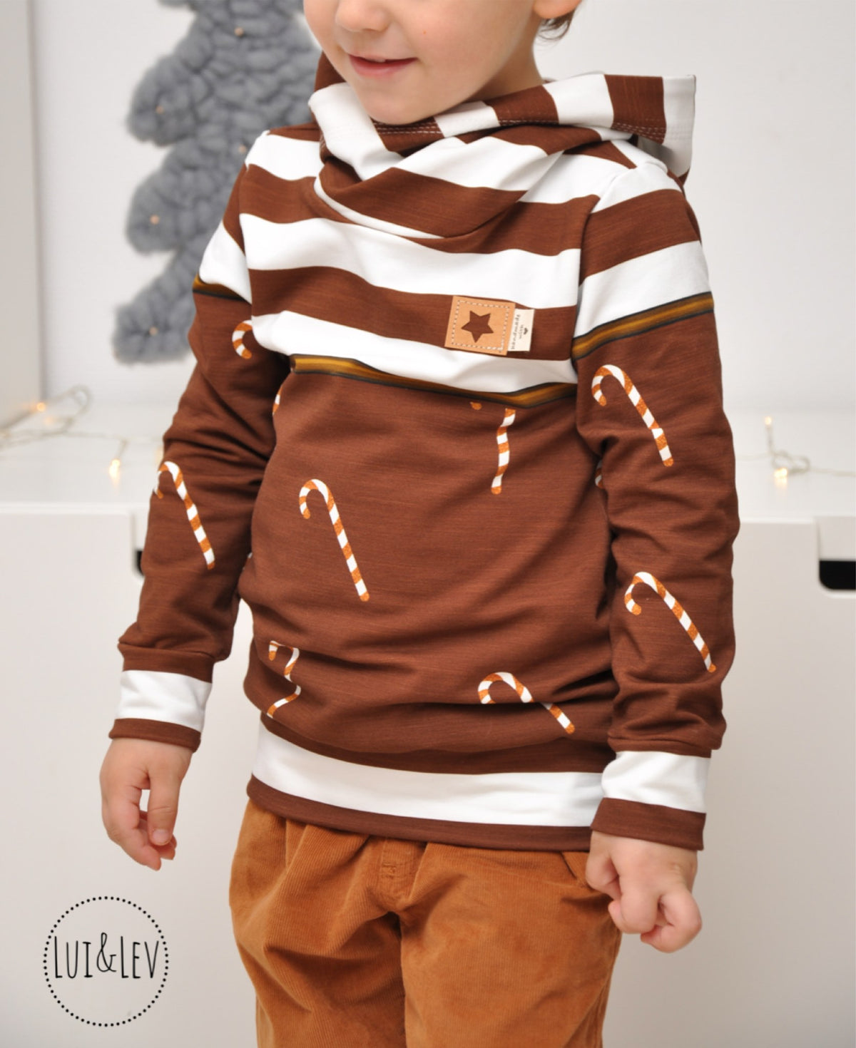Sommer-Sweat-Stoff "rockabilly candy #rust white" (ca. 1,0m)