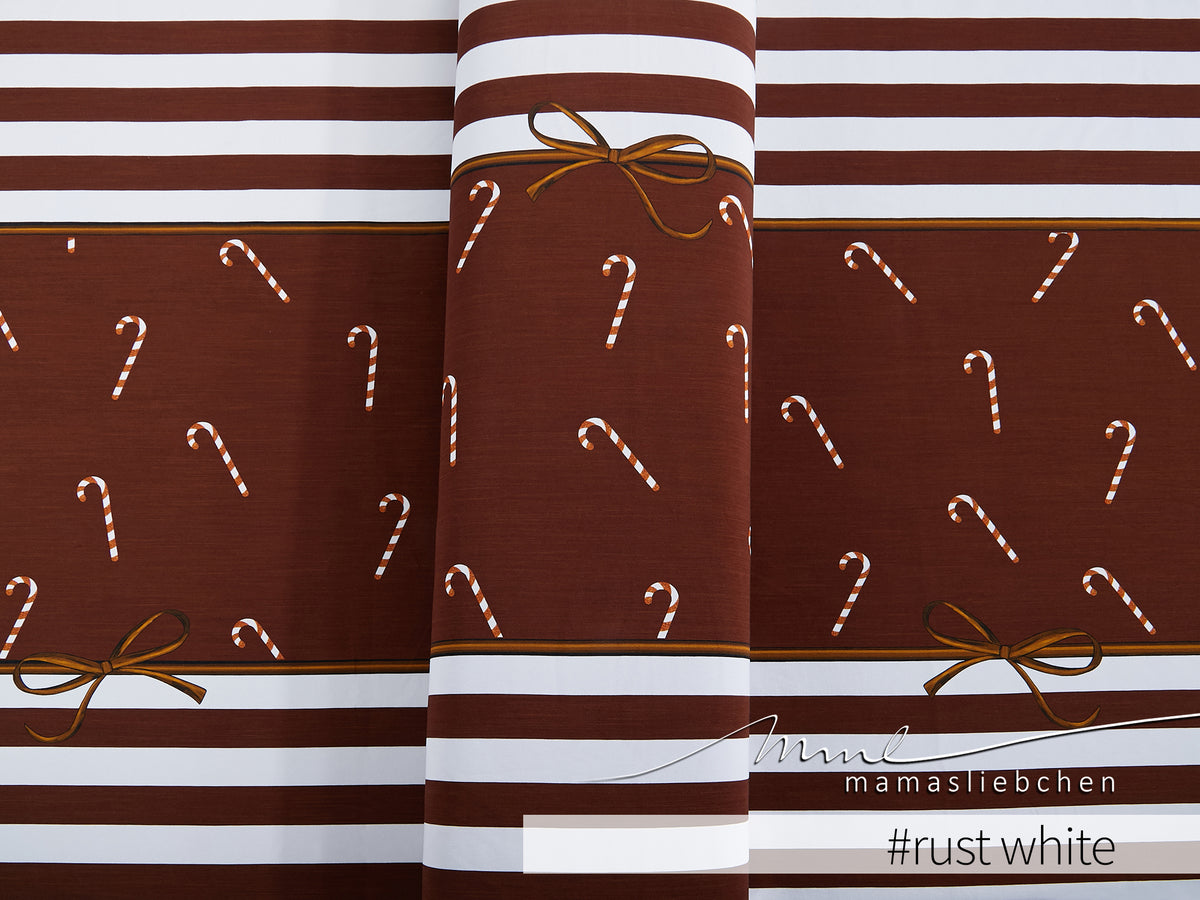 Sommer-Sweat-Stoff "rockabilly candy #rust white" (ca. 1,0m)
