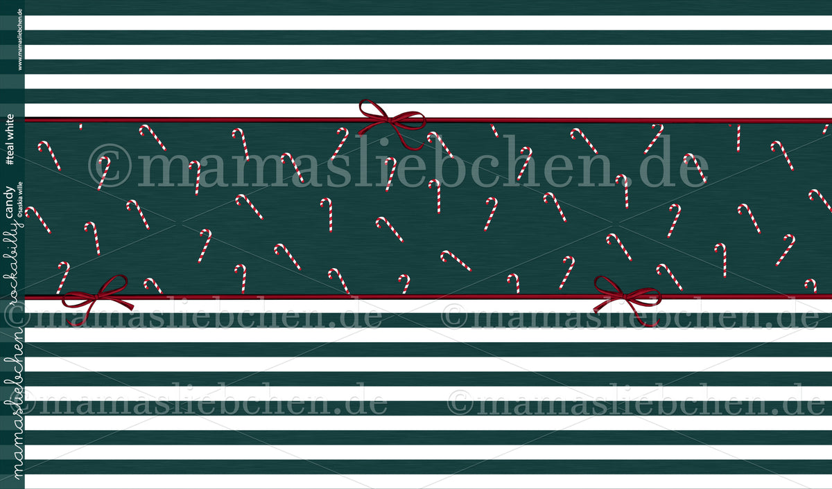 Sommer-Sweat-Stoff "rockabilly candy #teal white" (ca. 1,0m)