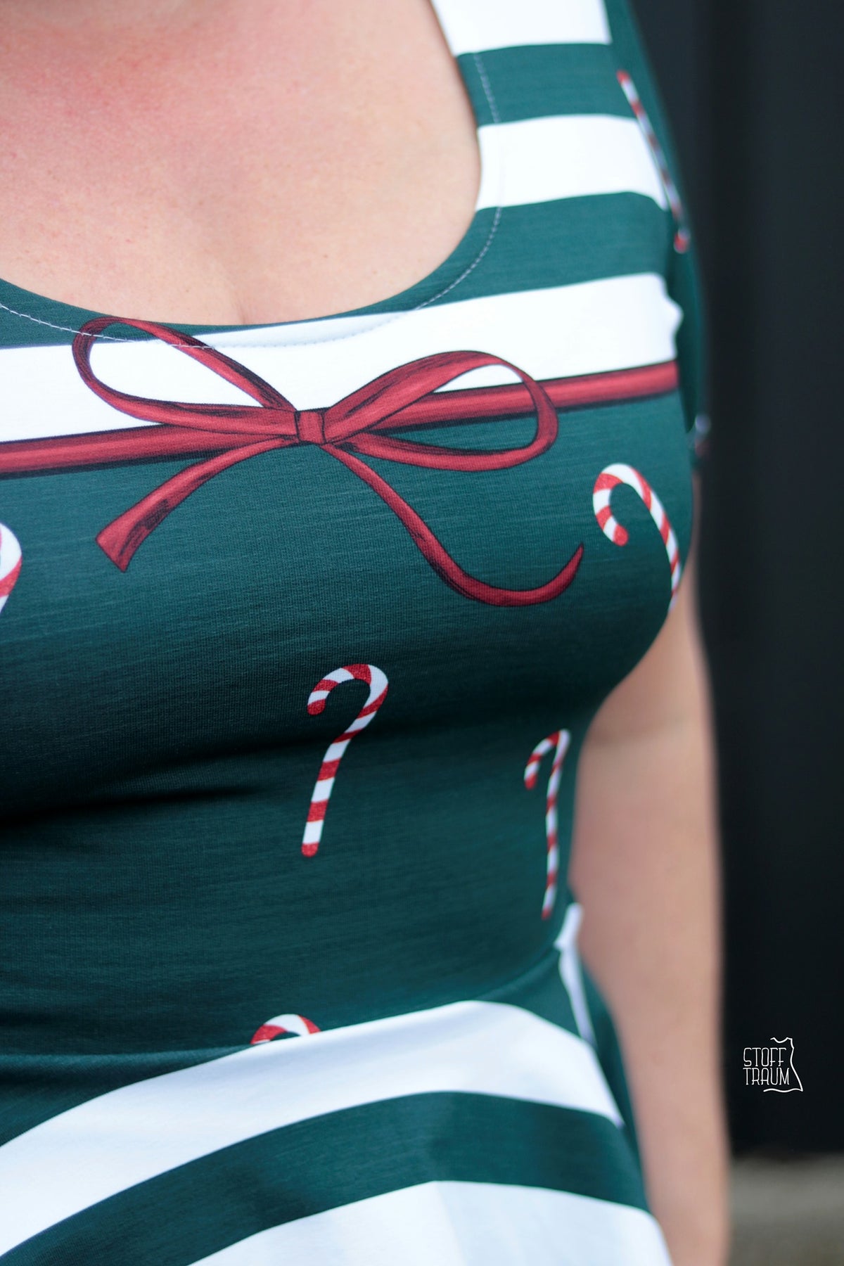 Sommer-Sweat-Stoff "rockabilly candy #teal white" (ca. 1,0m)