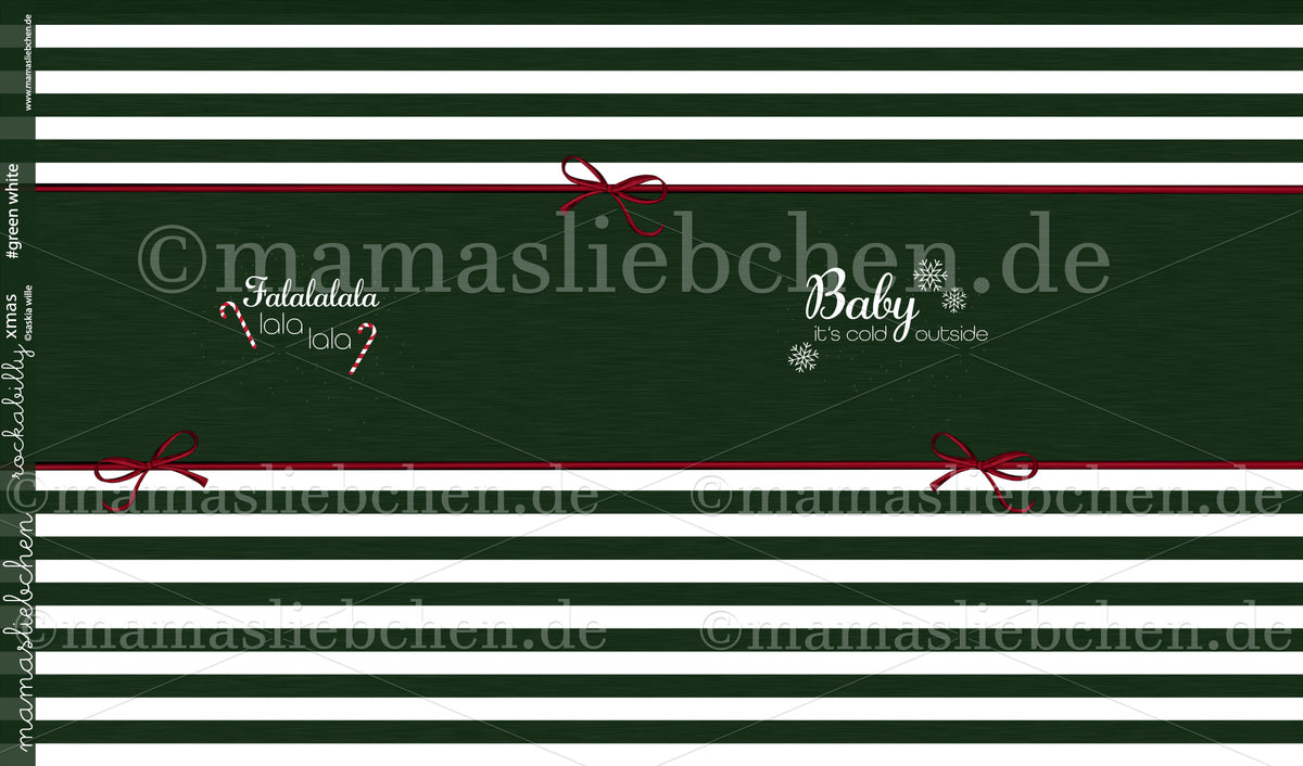 Sommer-Sweat-Stoff "rockabilly xmas #green white" (ca. 1,0m)