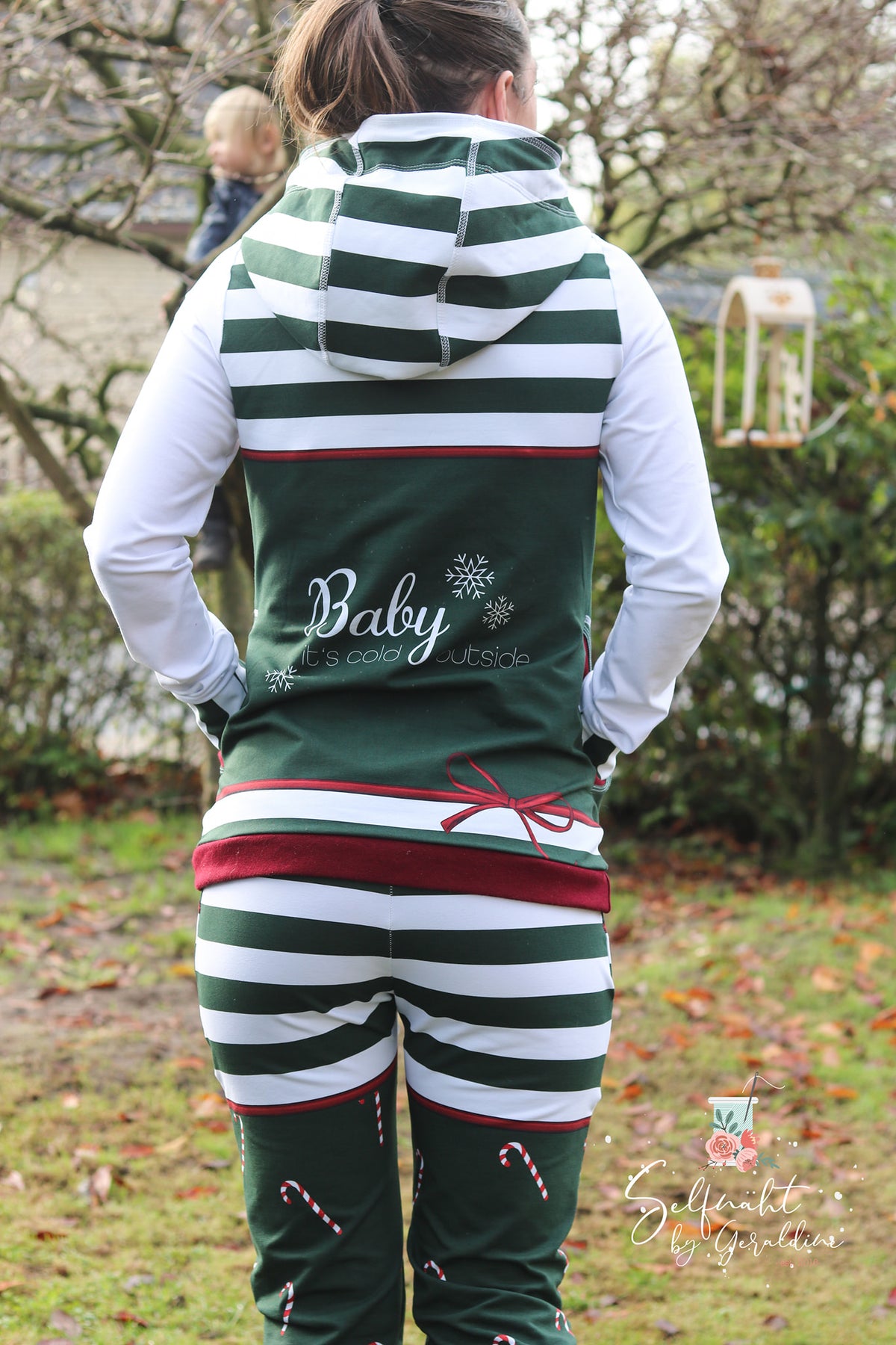 Sommer-Sweat-Stoff "rockabilly xmas #green white" (ca. 1,0m)