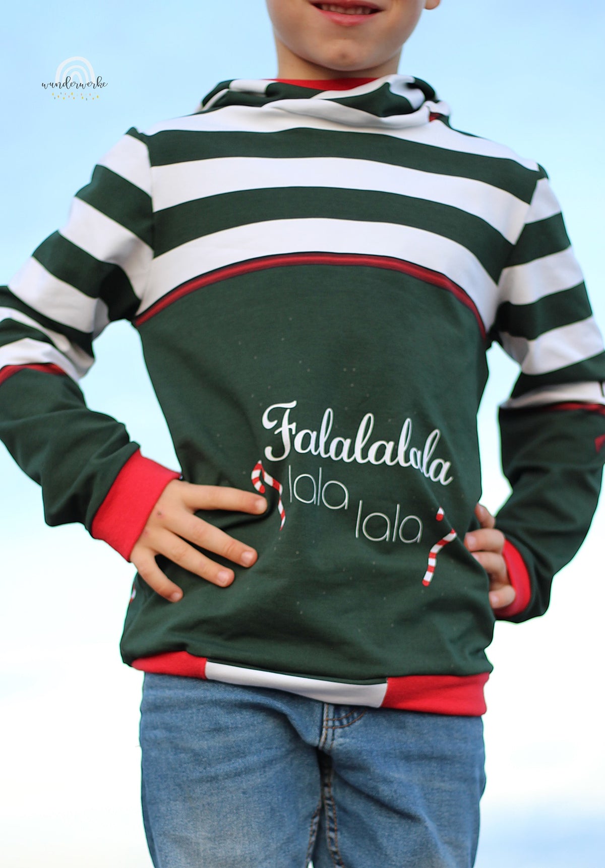 Sommer-Sweat-Stoff "rockabilly xmas #green white" (ca. 1,0m)
