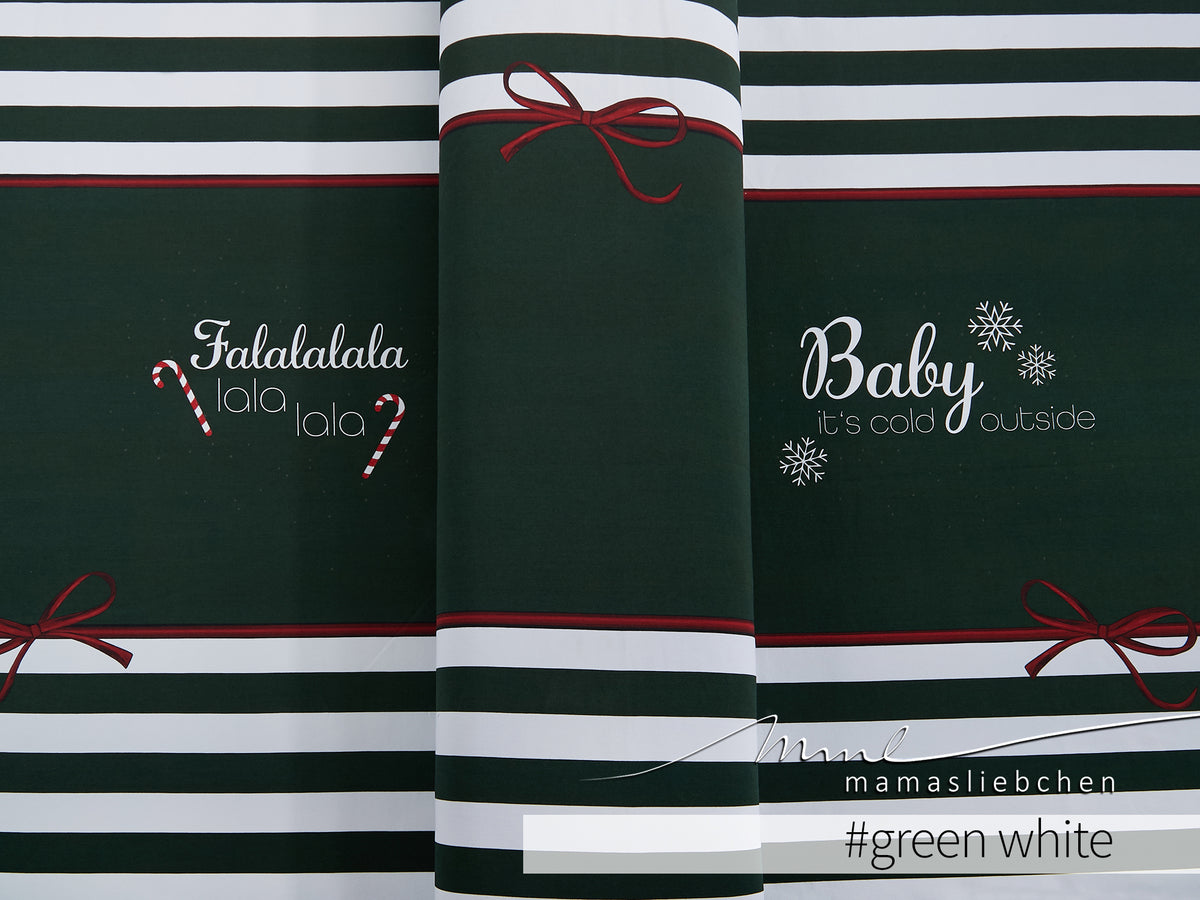 Sommer-Sweat-Stoff "rockabilly xmas #green white" (ca. 1,0m)