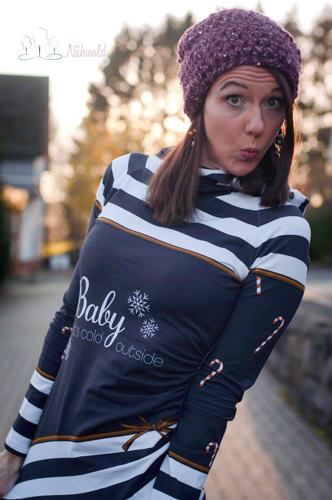Sommer-Sweat-Stoff "rockabilly xmas #mauve white" (ca. 1,0m)