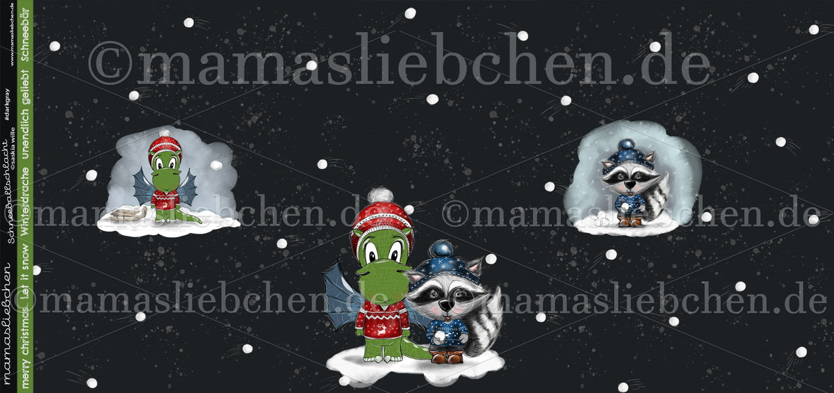 Sommer-Sweat-Stoff "Schneeballschlacht #darkgray" (1 Panel, ca. 0,75m)