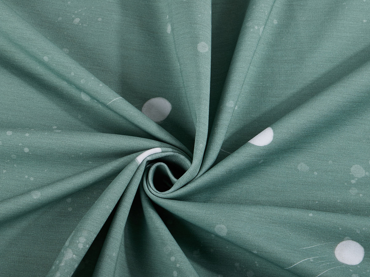 Sommer-Sweat-Stoff "Schneeballschlacht DOTS #dark sage" (0,25m)