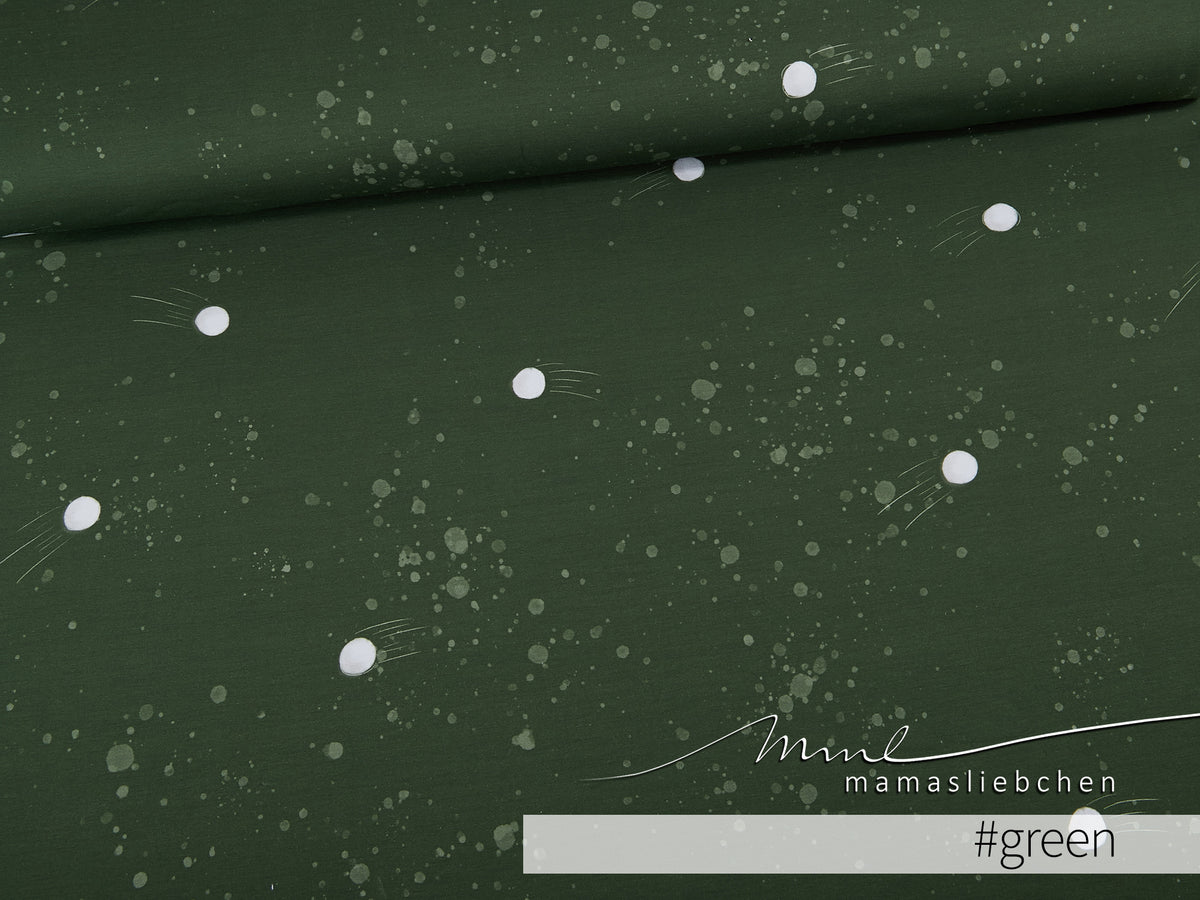 Sommer-Sweat-Stoff "Schneeballschlacht DOTS #green" (0,5m)