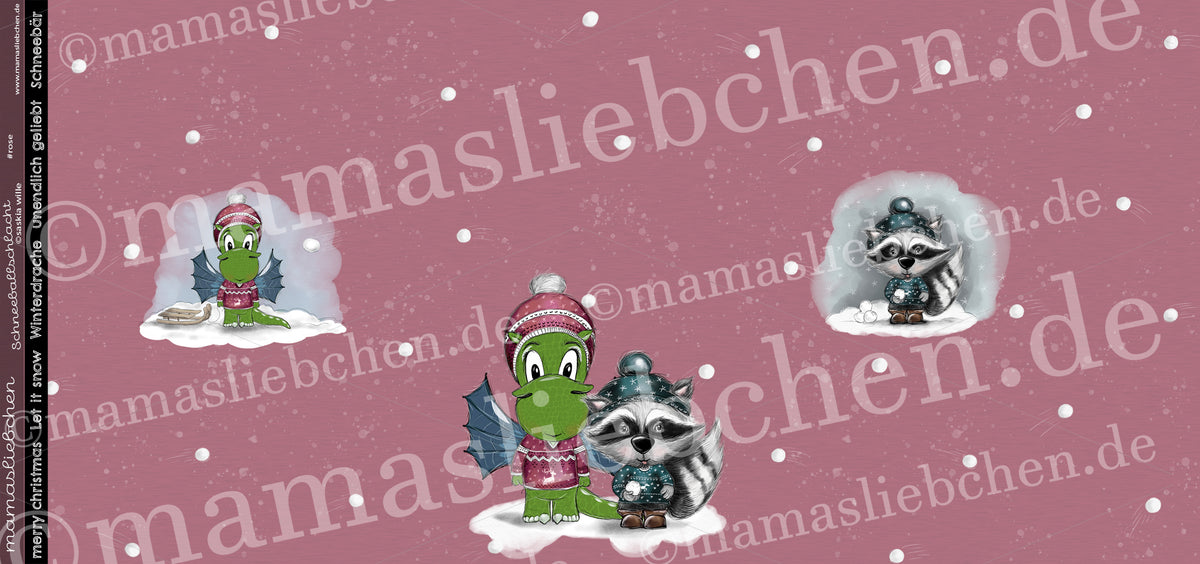 Sommer-Sweat-Stoff "Schneeballschlacht #rose" (1 Panel, ca. 0,65m)