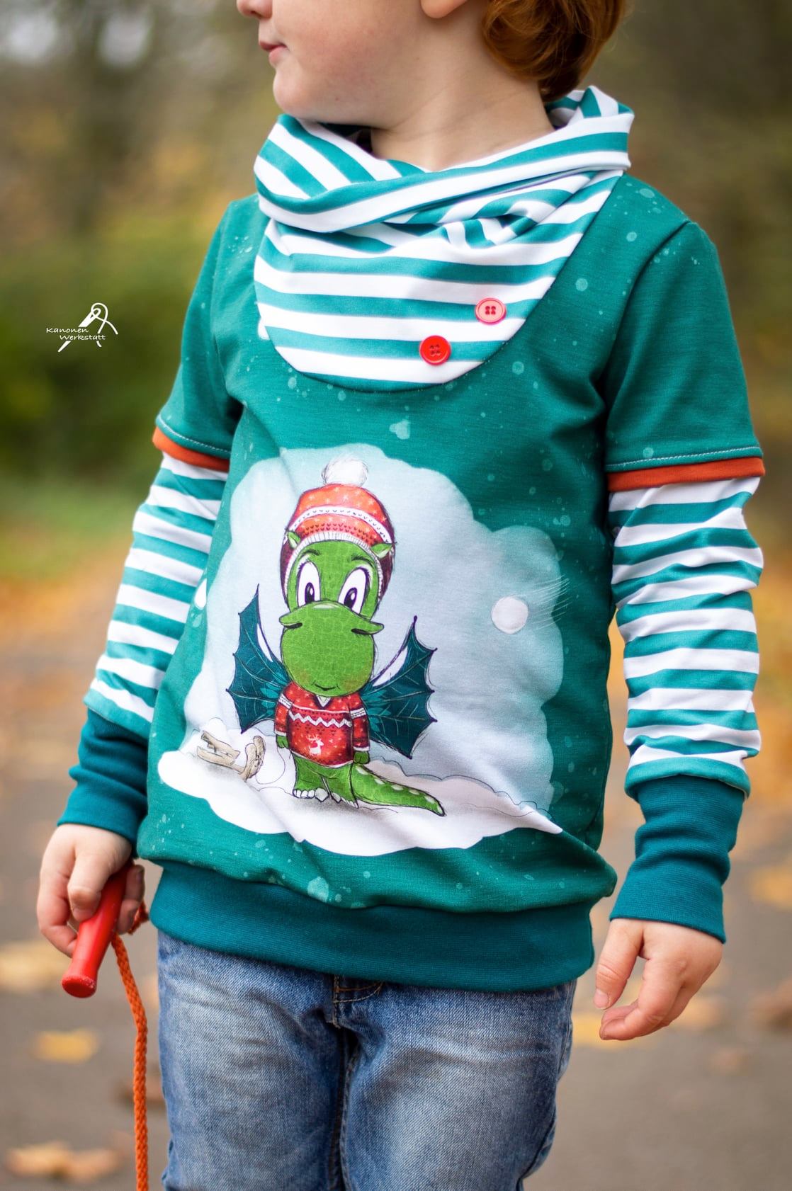 Sommer-Sweat-Stoff "Schneeballschlacht #teal" (1 Panel, ca. 0,75m)