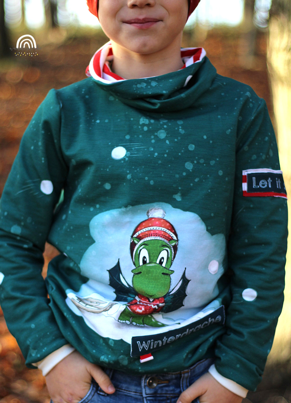 Sommer-Sweat-Stoff "Schneeballschlacht #teal" (1 Panel, ca. 0,75m)