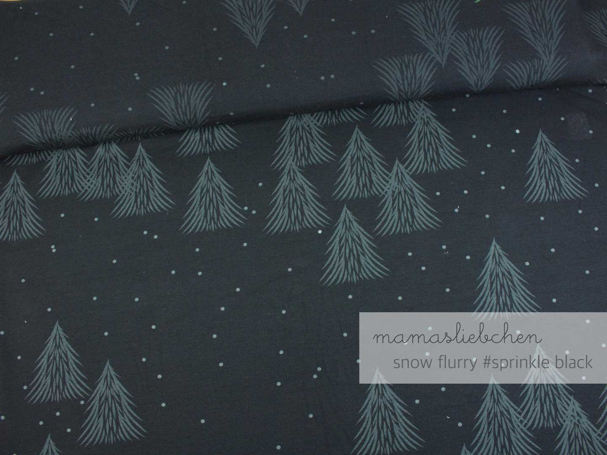 Sommer-Sweat-Stoff " snow flurry #sprinkle black" (0,25 Meter)