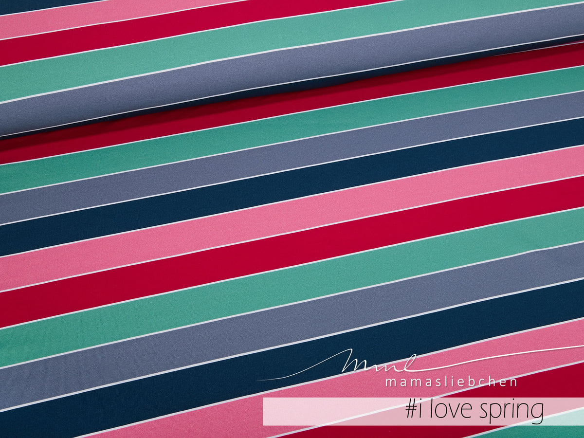 Sommer-Sweat-Stoff "widestripes #ilove spring" (0,25m)