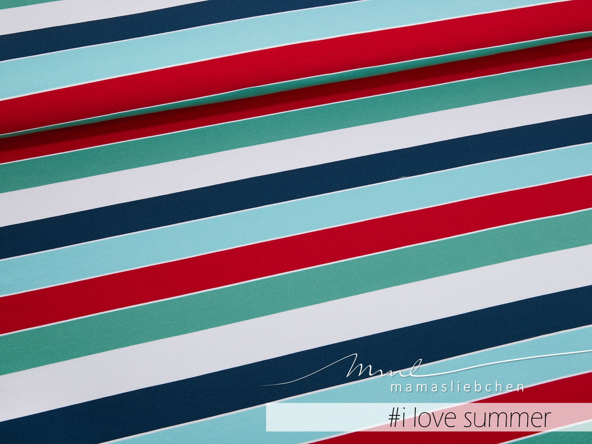 Sommer-Sweat-Stoff "widestripes #ilove summer" (0,25m)