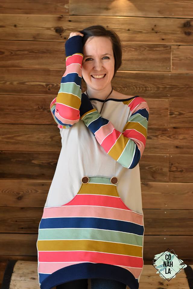 Sommer-Sweat-Stoff "widestripes #ilove sweets" (0,25m)