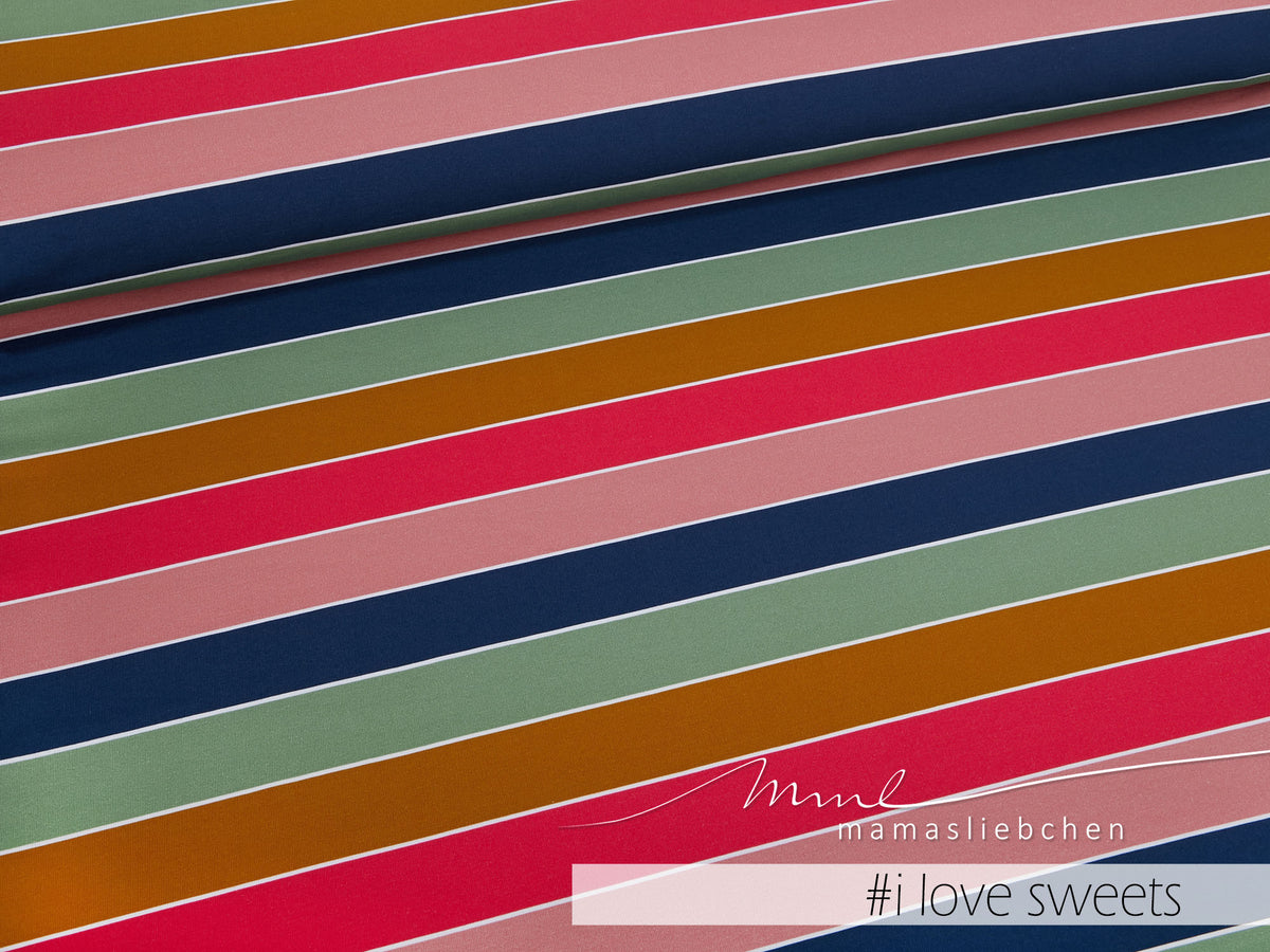 Sommer-Sweat-Stoff "widestripes #ilove sweets" (0,25m)