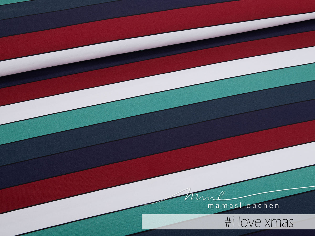 Sommer-Sweat-Stoff "widestripes #ilove xmas" (0,25m)