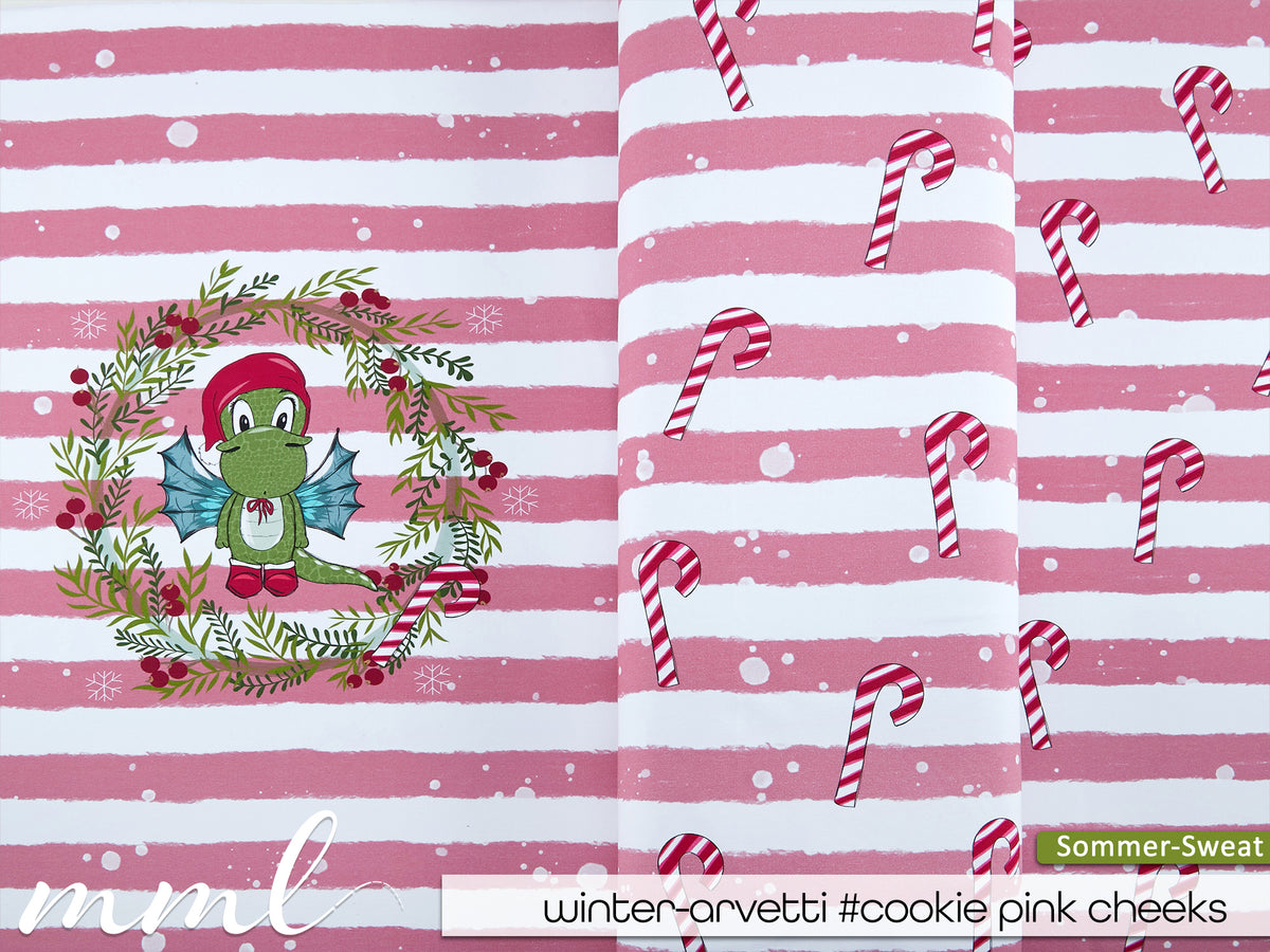 Sommer-Sweat-Stoff "winter-arvetti #cookie pink cheeks" (1Panel/ ca.0,6 m)