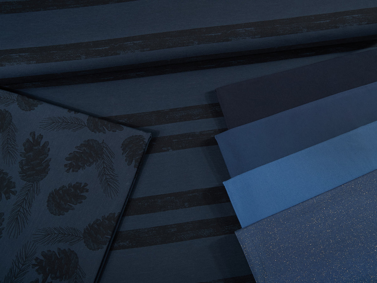 Sommer-Sweat-Stoff "Wood #darkblue" (0,5m)