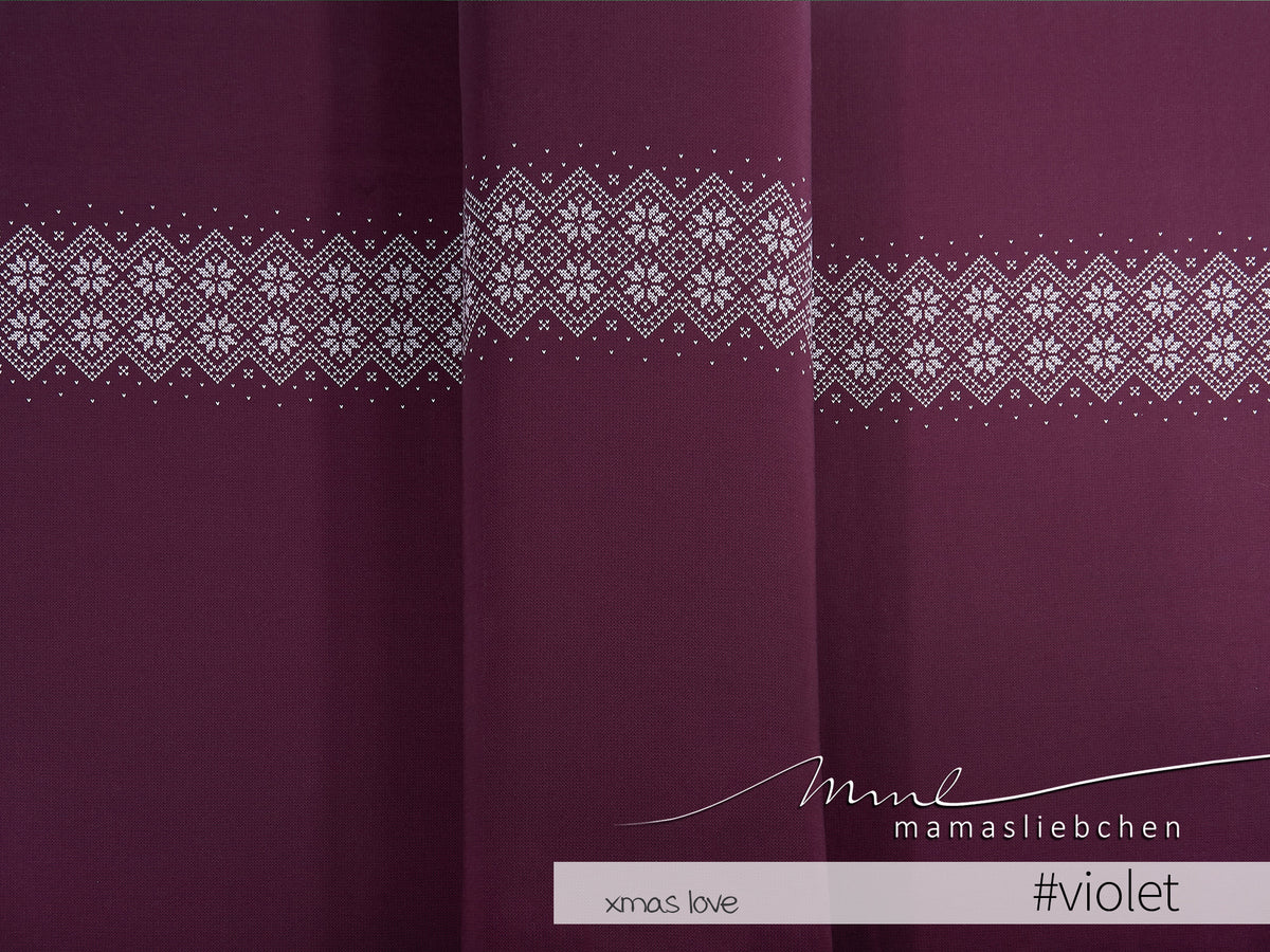 Sommer-Sweat-Stoff "xmas love #violet" (1 Panel, ca. 0,70m)
