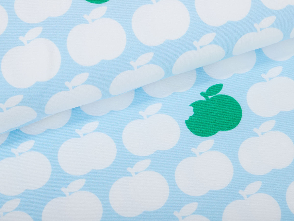 Sweat-Stoff "apple bite #lightblue - green" (0,25m)